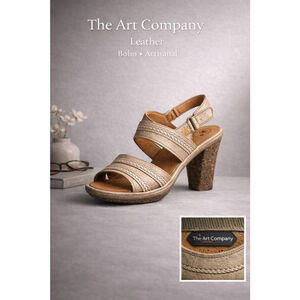 Art Company Shoes W 9.5 Sandals Leather Comfort Heel Neutral Euro Eco Boho Tan